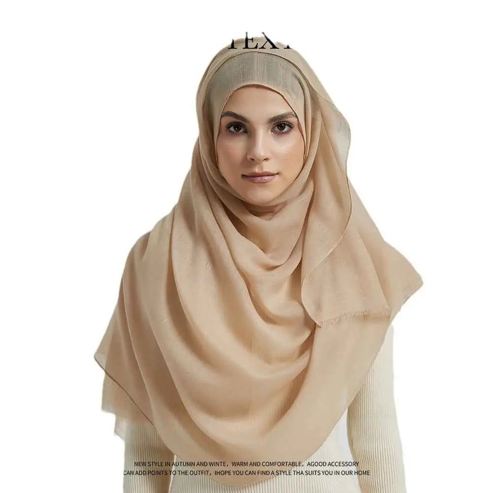Moslim Hidjab van Slub Katoen – Sjaal met Kwastjes 180×80 cm in diverse kleuren.