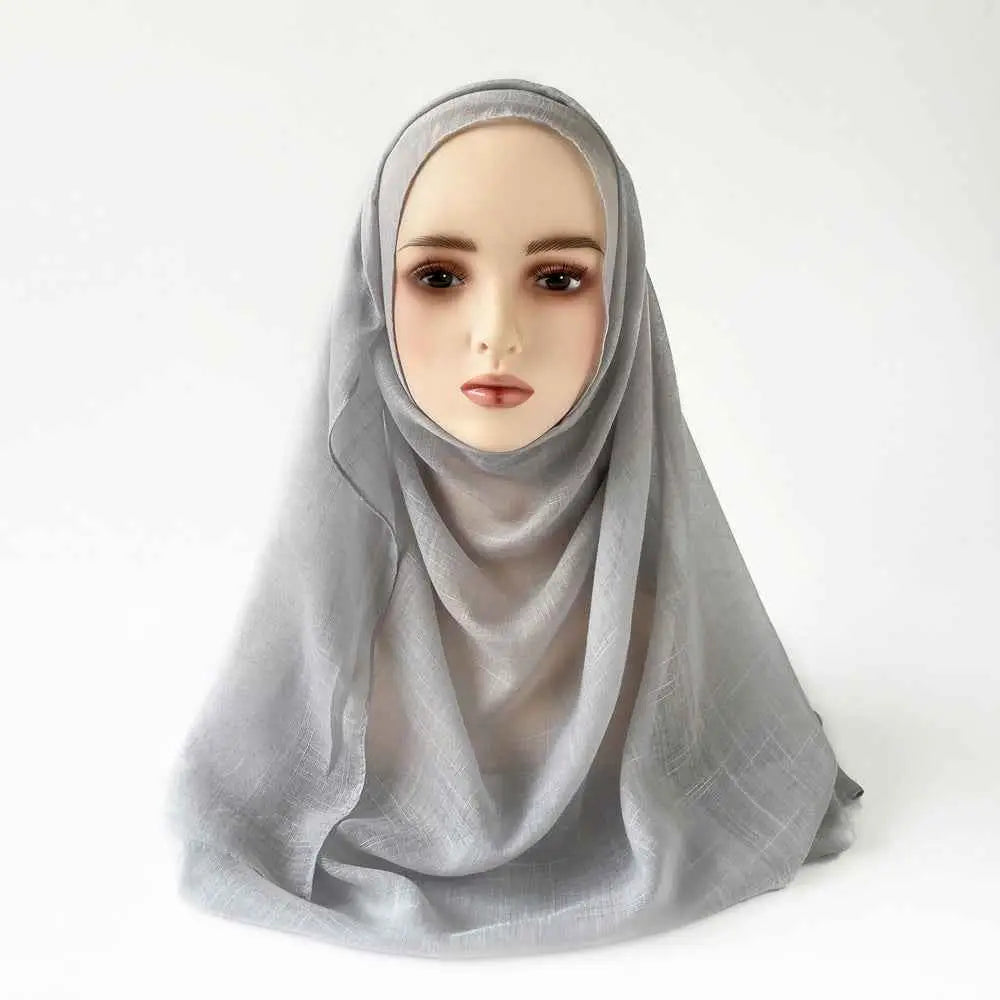 Moslim Hidjab van Slub Katoen – Sjaal met Kwastjes 180×80 cm in diverse kleuren.