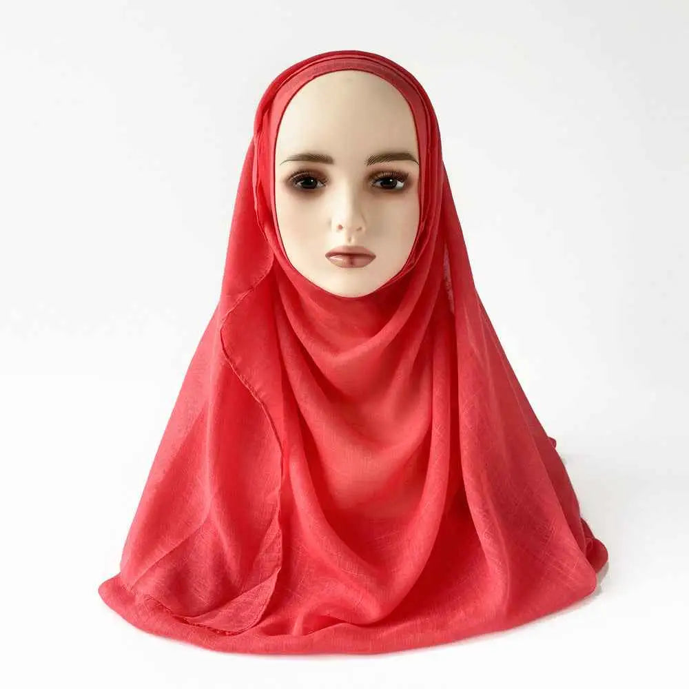 Moslim Hidjab van Slub Katoen – Sjaal met Kwastjes 180×80 cm in diverse kleuren.