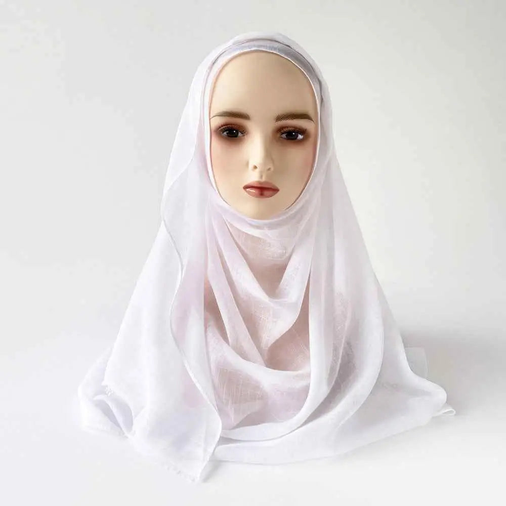 Moslim Hidjab van Slub Katoen – Sjaal met Kwastjes 180×80 cm in diverse kleuren.
