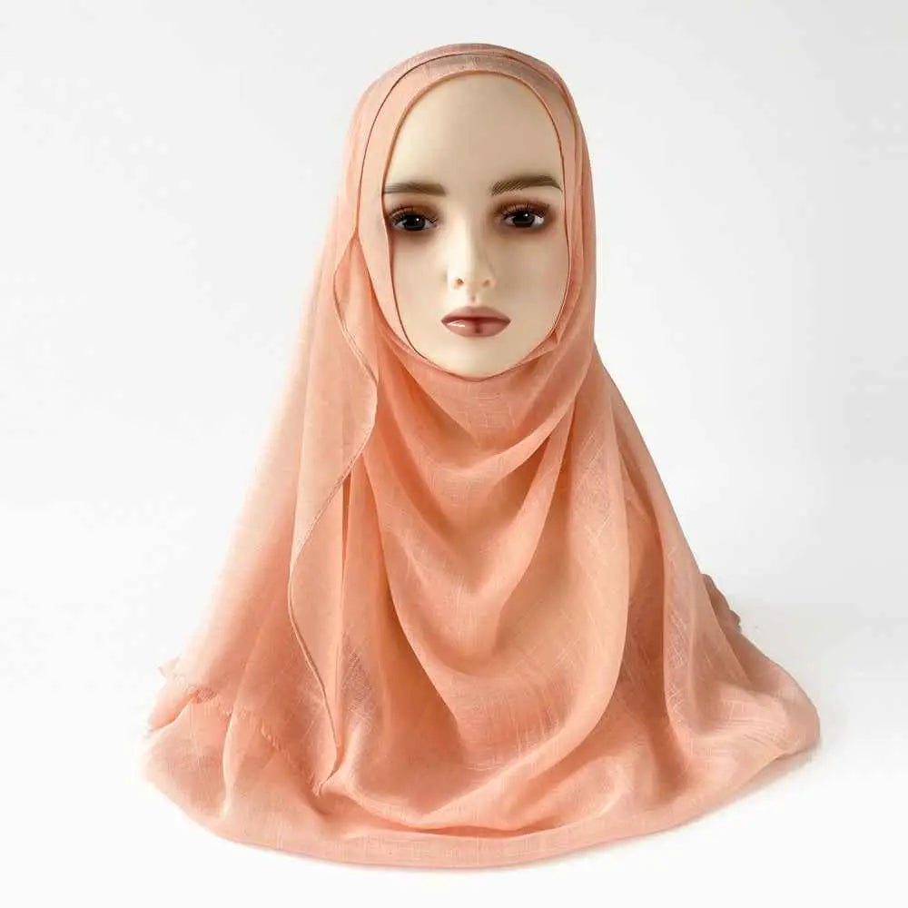 Moslim Hidjab van Slub Katoen – Sjaal met Kwastjes 180×80 cm in diverse kleuren.