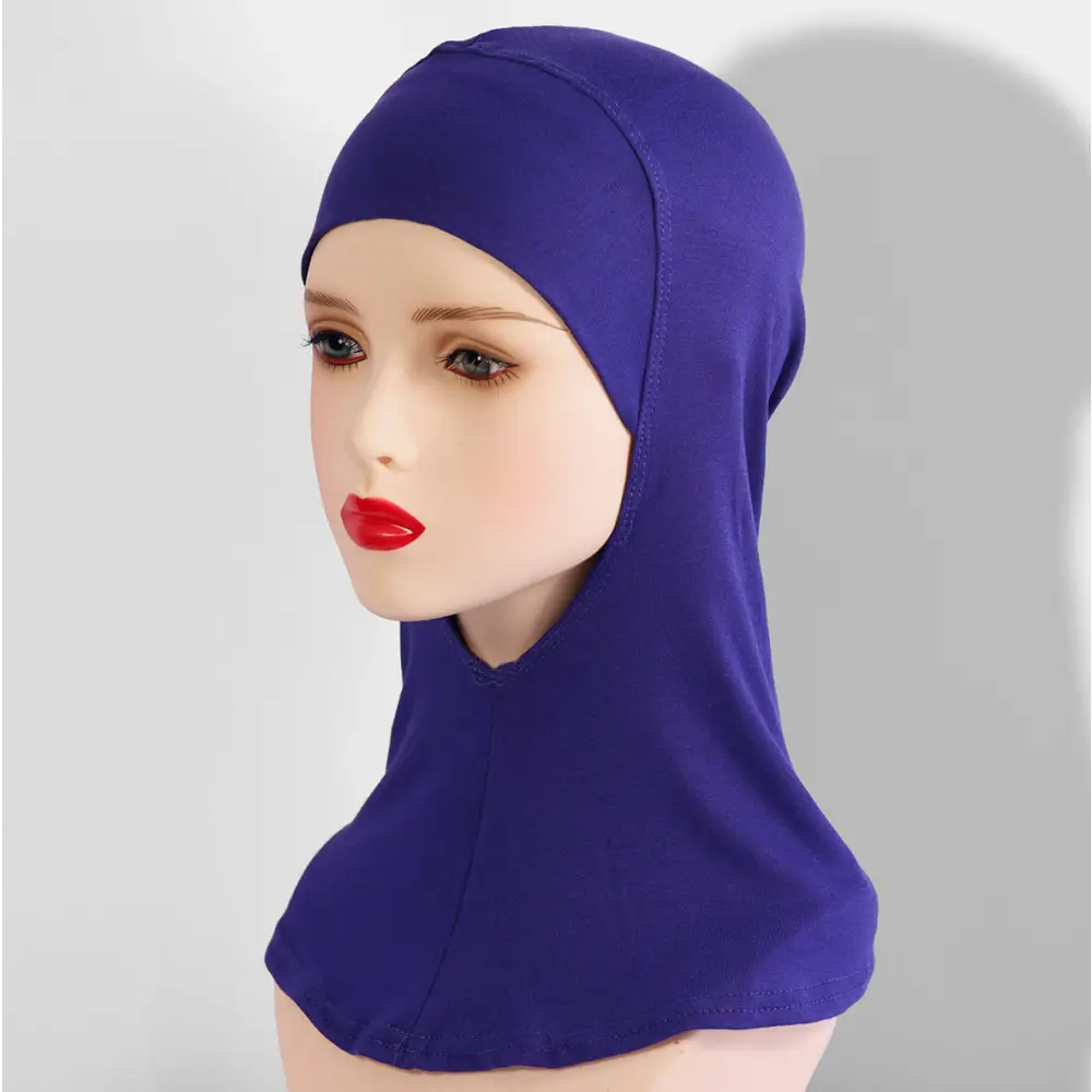 Multi-Color Breathable Neck High Elastic Base Cap Cover Turban - Sapphire Blue