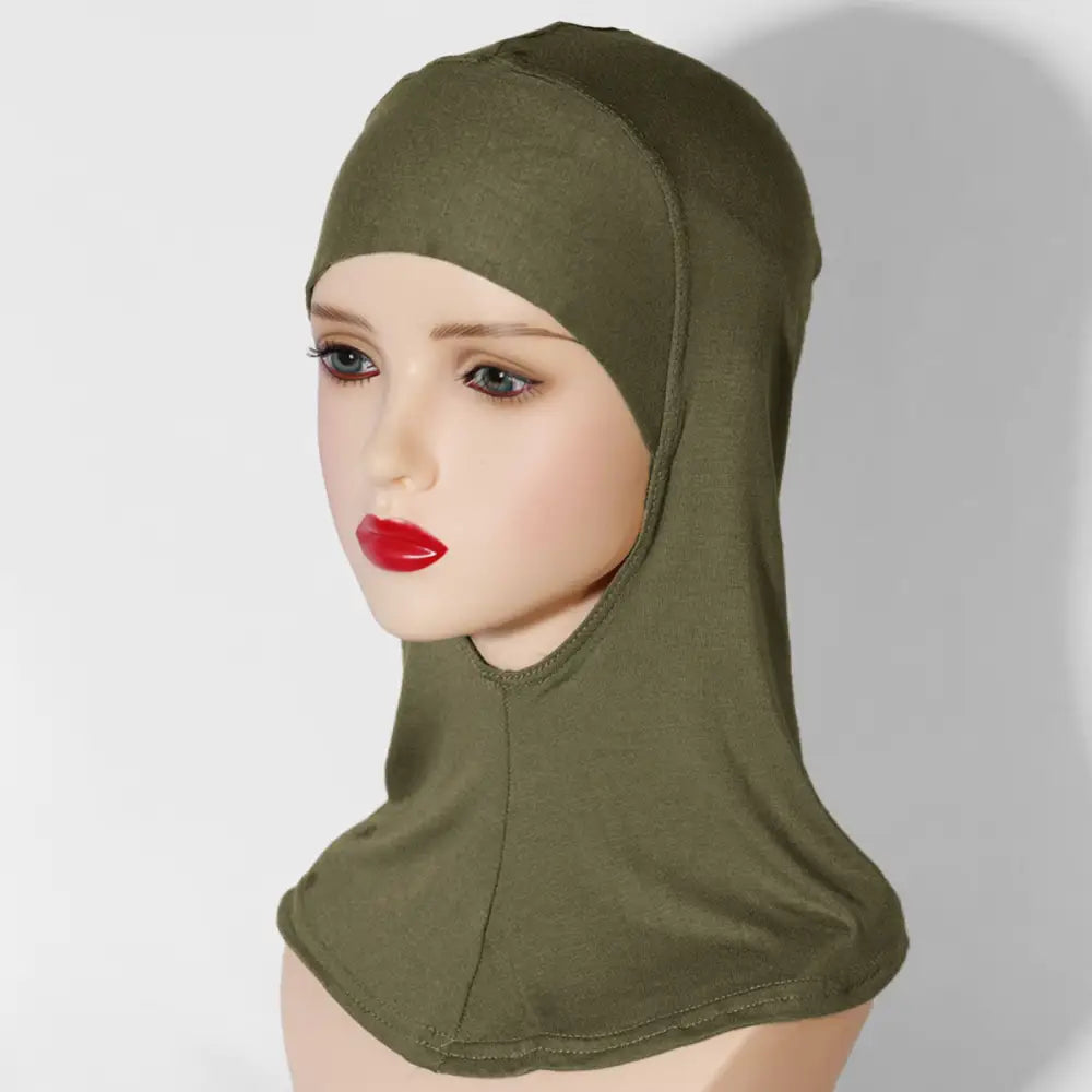 Multi-Color Breathable Neck High Elastic Base Cap Cover Turban - Grass Green