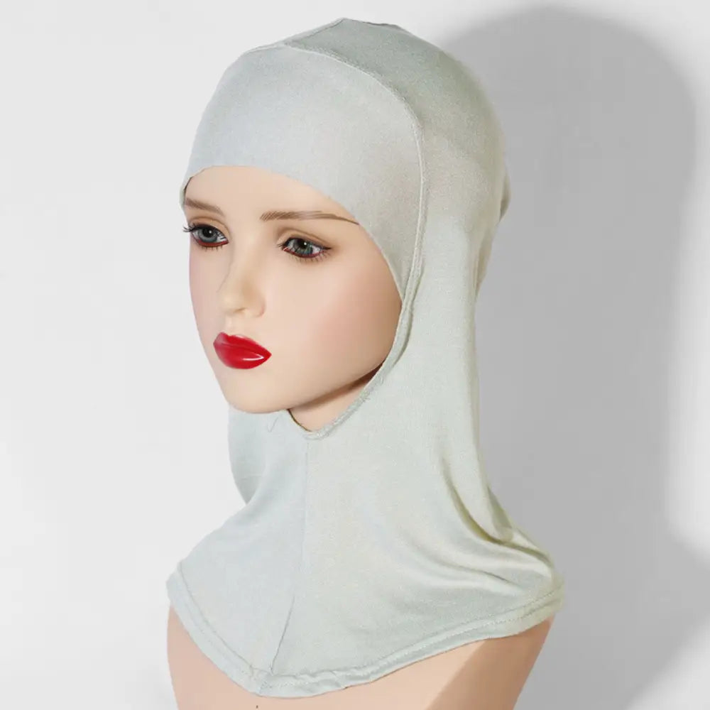 Multi-Color Breathable Neck High Elastic Base Cap Cover Turban - Light Gray