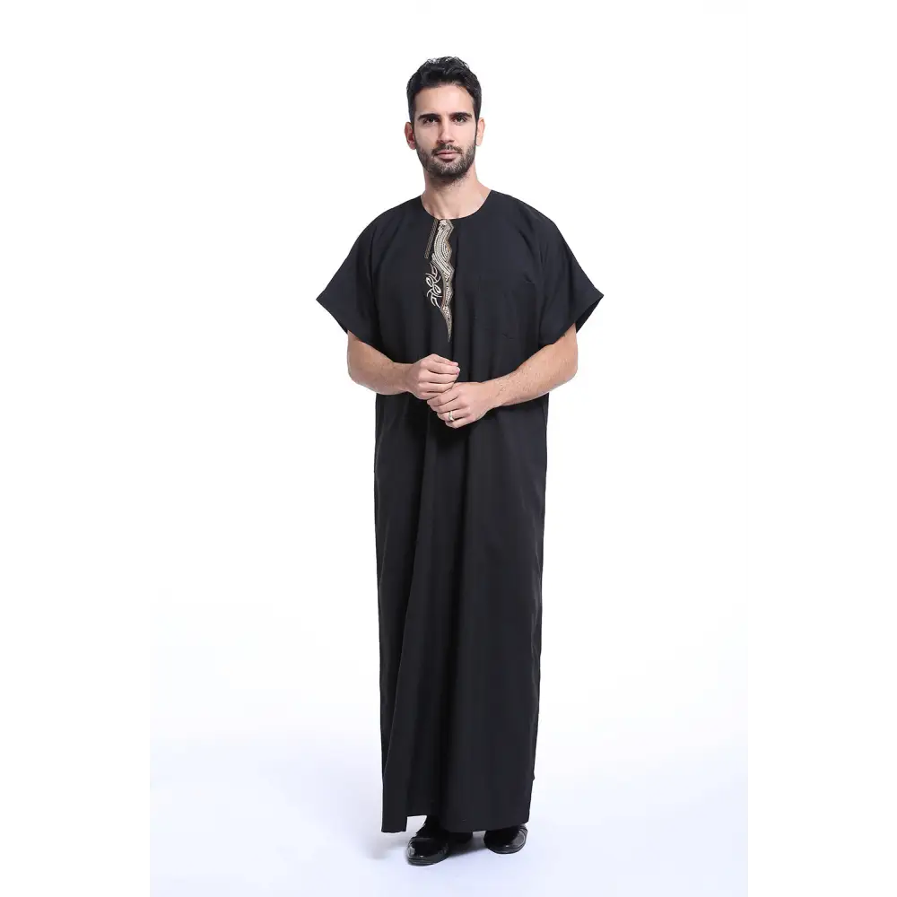 Muslim Arab Middle Eastern Men’s Robe - Black / L