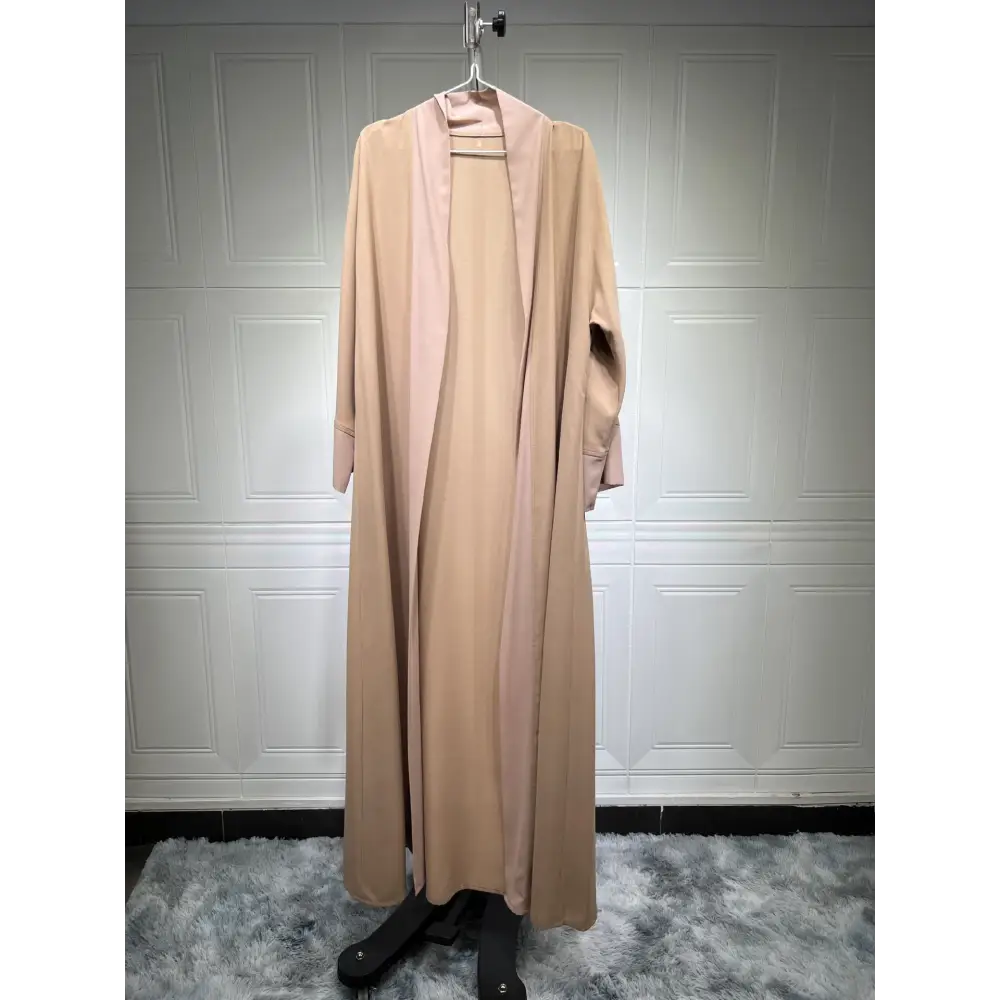Muslim Cardigan Coat Chiffon Patchwork - Apricot Coat / L