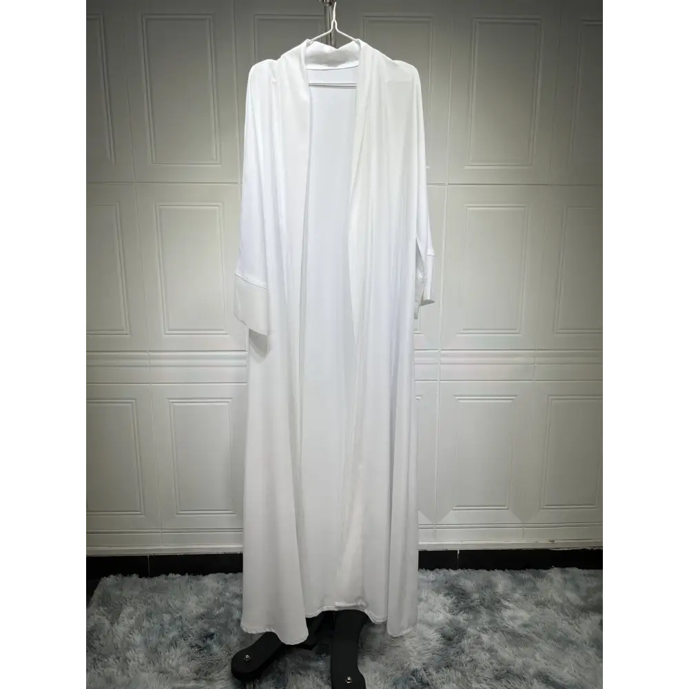 Muslim Cardigan Coat Chiffon Patchwork - White Coat / L