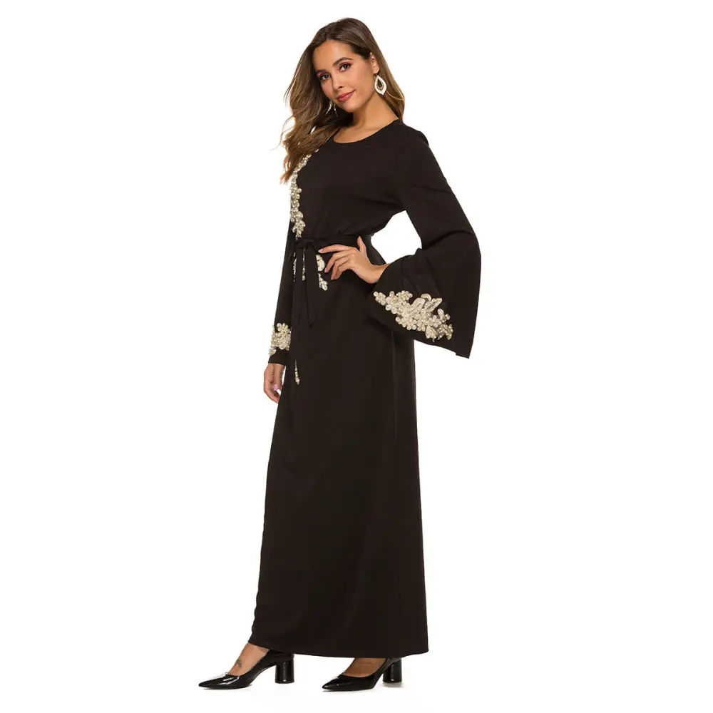 Muslim embroidered dress - Black without headscarf / M