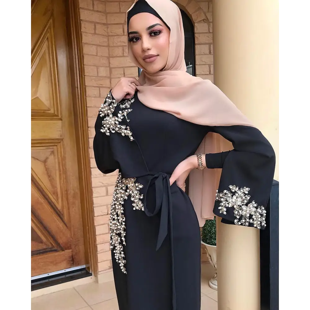 Muslim embroidered dress - Black / XL