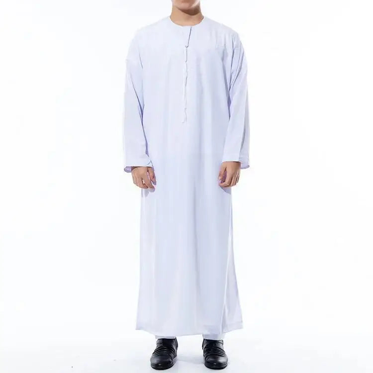 Muslim Ethnic Clothes Oman Morocco Arabian Gown - White / 52 58
