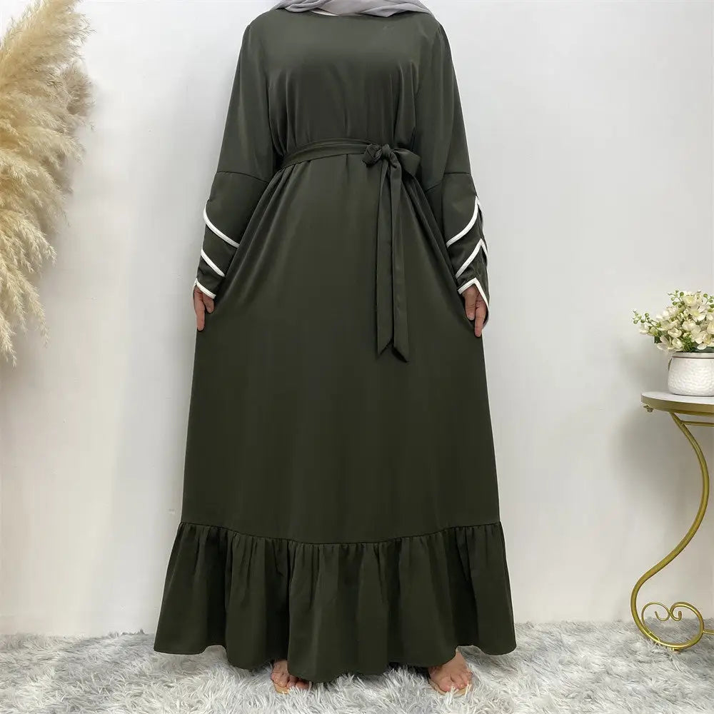 Muslim Fashion Dress At Hem For Women - Green / S