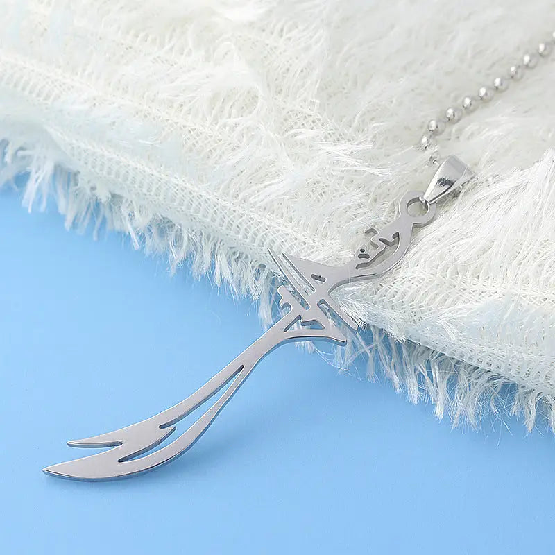 Muslim Imam Ali Sword Necklace Stainless Steel Pendant Necklace Religious Jewelry Gift - Silver