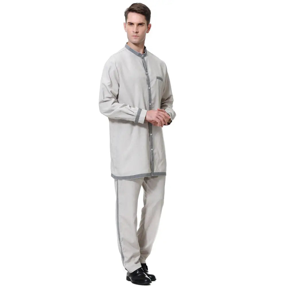 Muslim Men’s Robe Suit - Grey / S