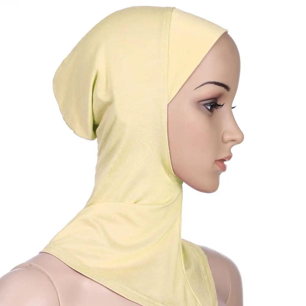 Muslim Soft Under Scarf Hat Cap Bone Bonnet Neck Cover - Beige