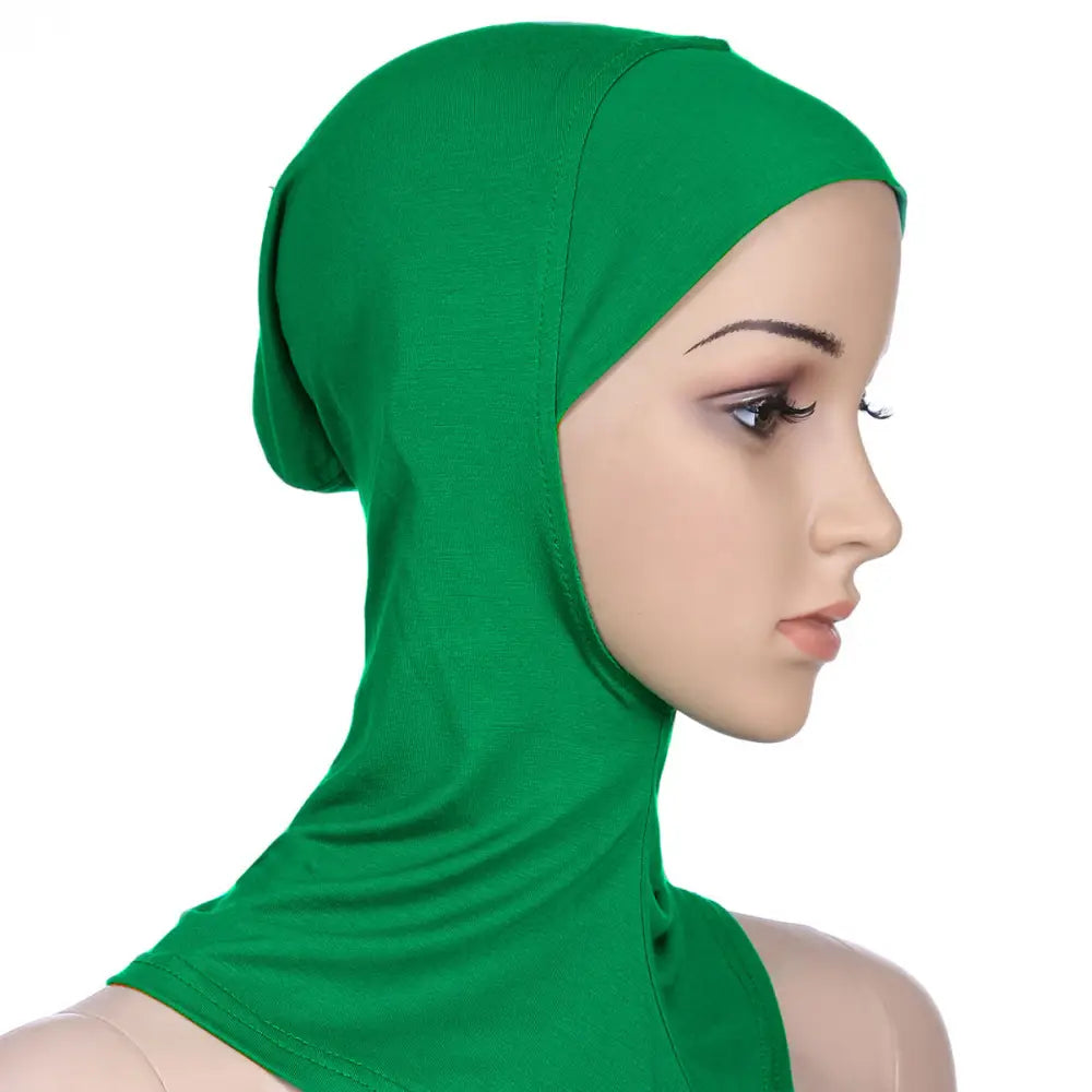 Muslim Soft Under Scarf Hat Cap Bone Bonnet Neck Cover - Green