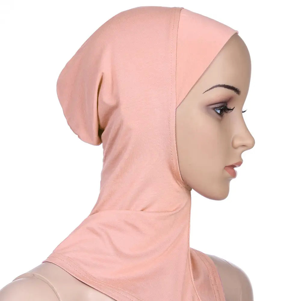 Muslim Soft Under Scarf Hat Cap Bone Bonnet Neck Cover - Leather pink