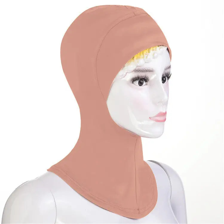 Muslim Soft Under Scarf Hat Cap Bone Bonnet Neck Cover - Light shrimp red