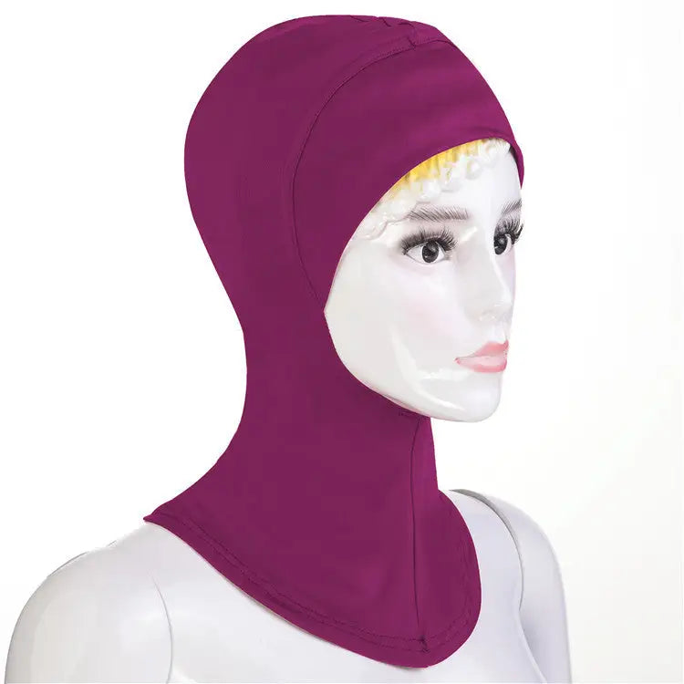 Muslim Soft Under Scarf Hat Cap Bone Bonnet Neck Cover - Purple
