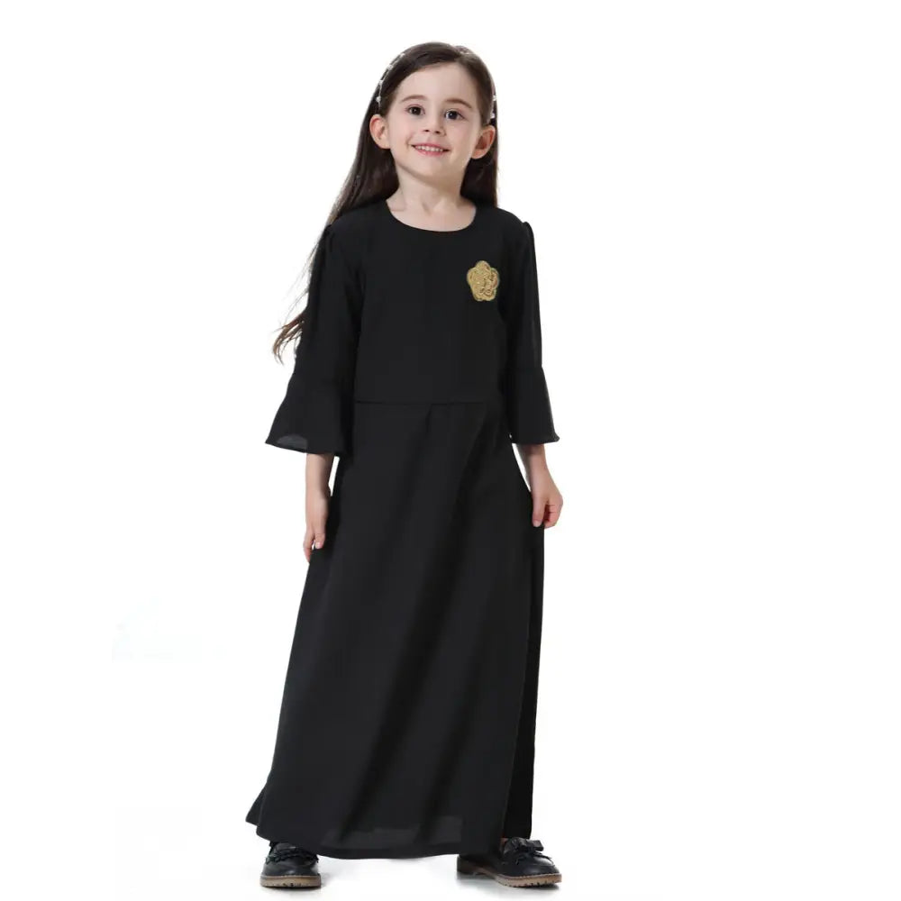 Muslim Southeast Asian Girl Long Skirt Dress - Black / 90cm