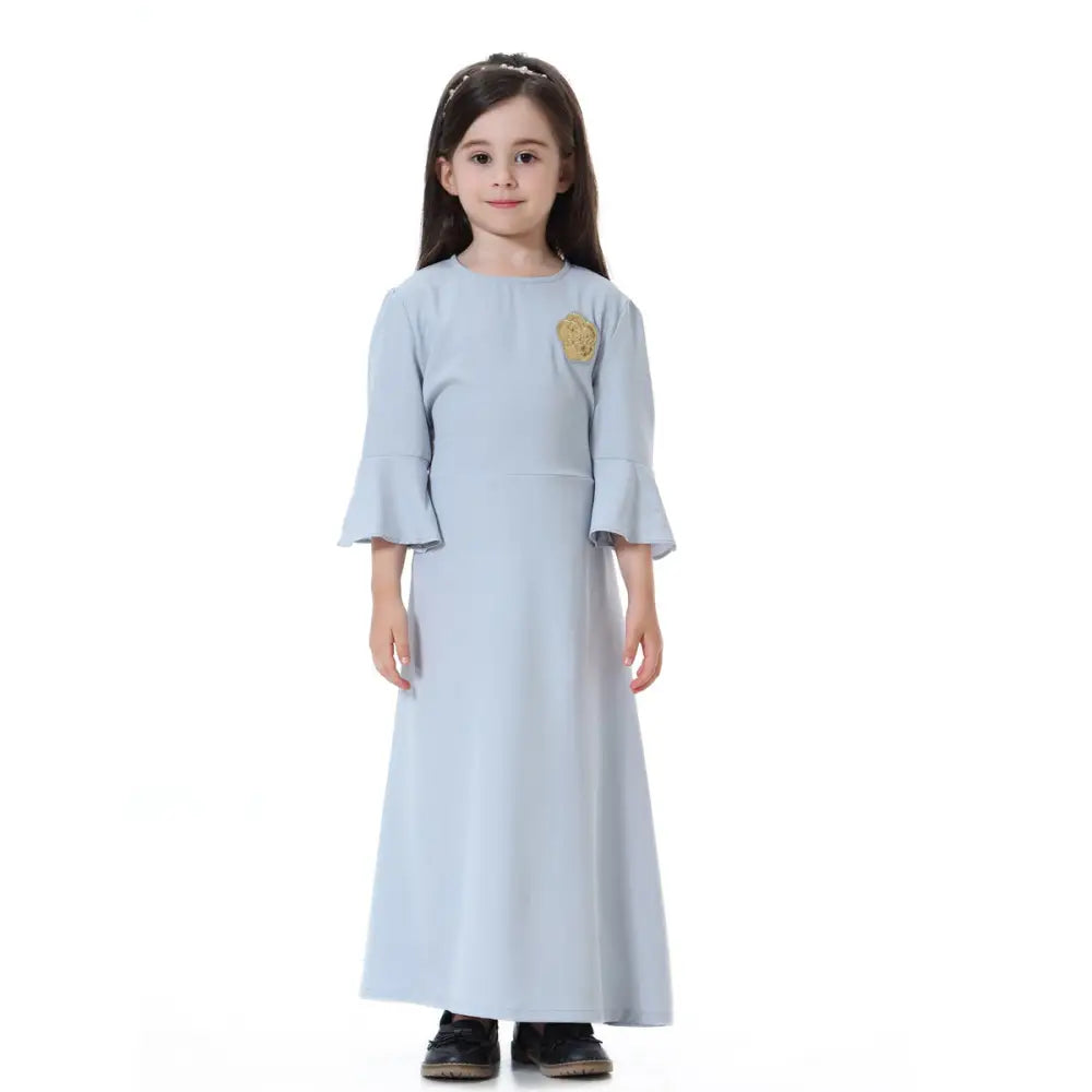Muslim Southeast Asian Girl Long Skirt Dress - Grey / 90cm