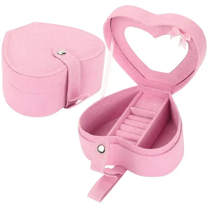 Boîte à bijoux portable en forme de cœur pour cadeau d'anniversaire