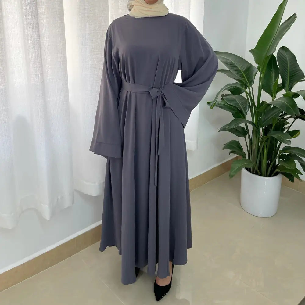 Robe Plus Size Muslim Dress - Gray / S