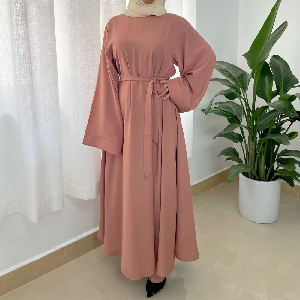 Robe Plus Size Muslim Dress - Pink / S