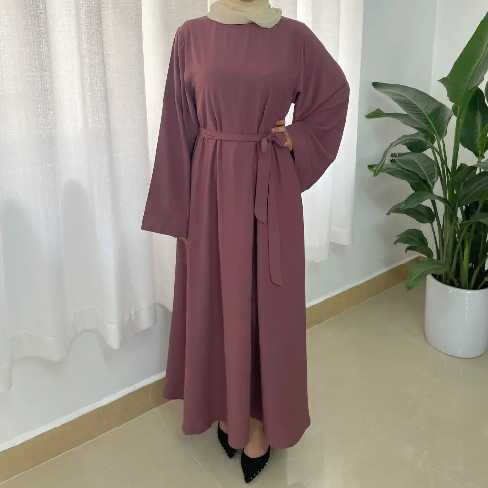 Robe Plus Size Muslim Dress - Purple / S