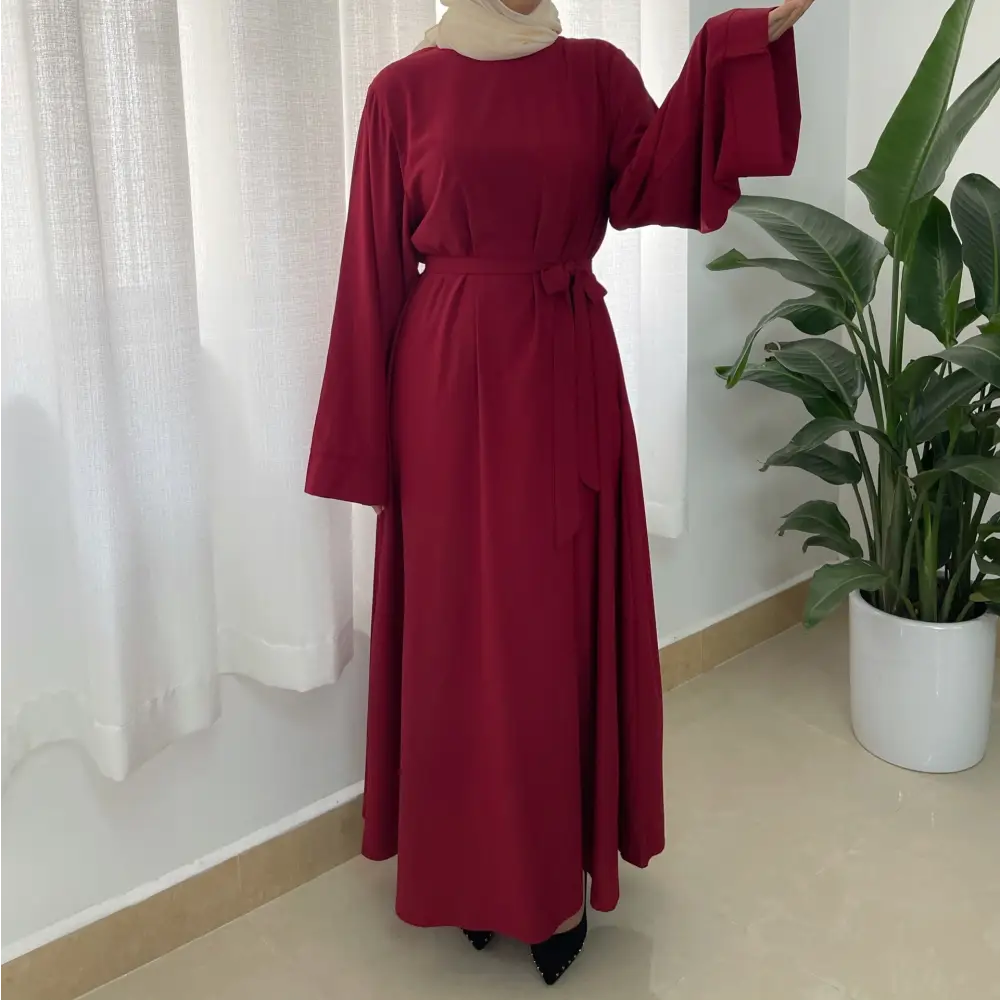 Robe Plus Size Muslim Dress - Red / S