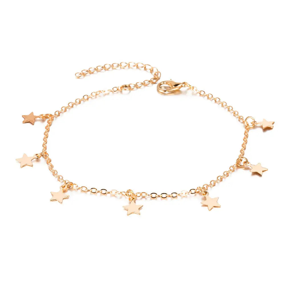 Simple Star Fashion Anklet Jewelry - Gold