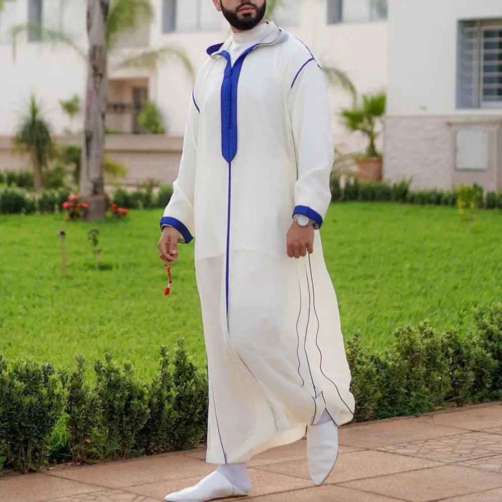 Slim-fit White Muslim Robe Shirt - White / M