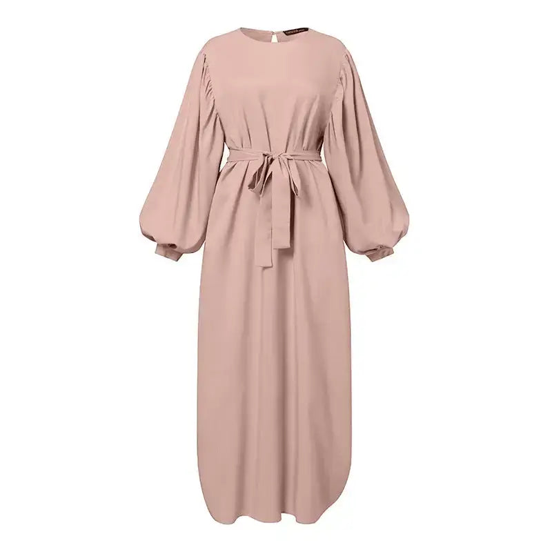 Robe musulmane décontractée à manches longues de couleur unie