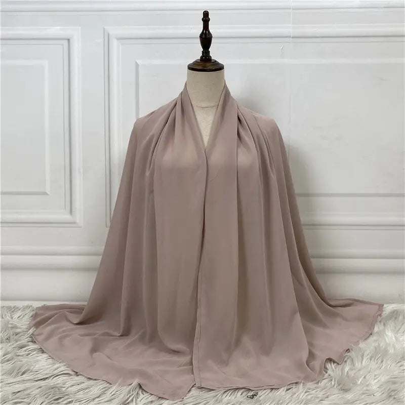 Solid Color Robe Fashion Chiffon Turban - Apricot / One size
