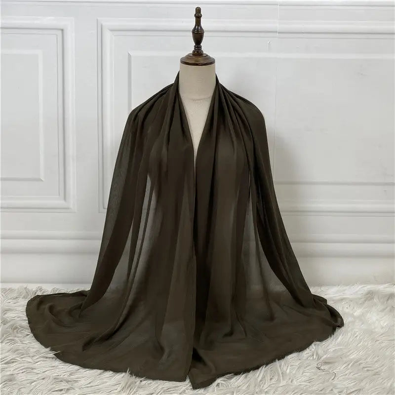 Solid Color Robe Fashion Chiffon Turban - Army Green / One size