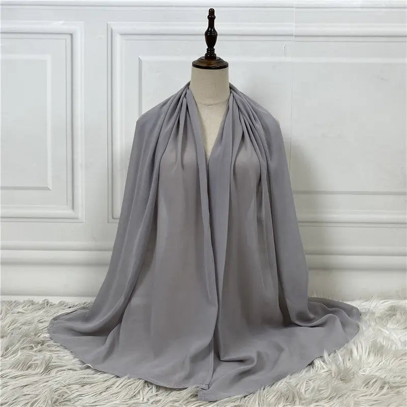 Solid Color Robe Fashion Chiffon Turban - Grey / One size