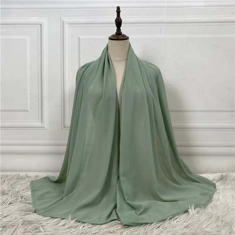 Solid Color Robe Fashion Chiffon Turban - Light Green / One size