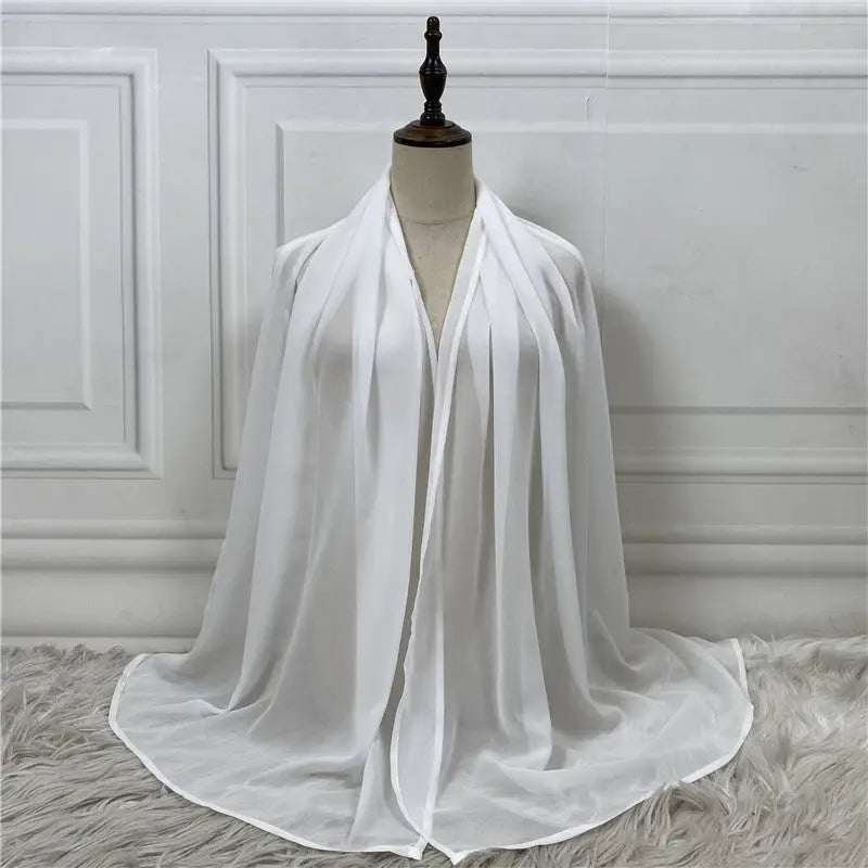Solid Color Robe Fashion Chiffon Turban - White / One size