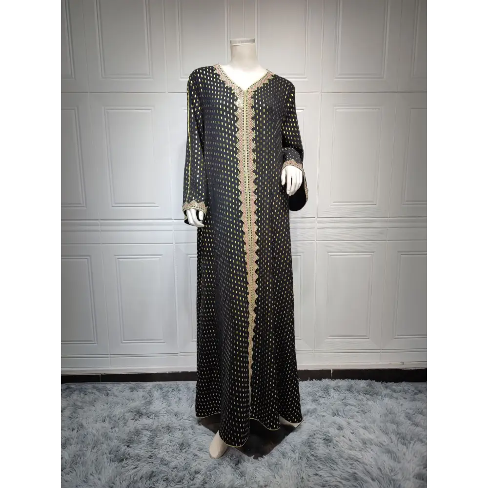 Summer Bronzing Muslim Dubai Gown - Black / S