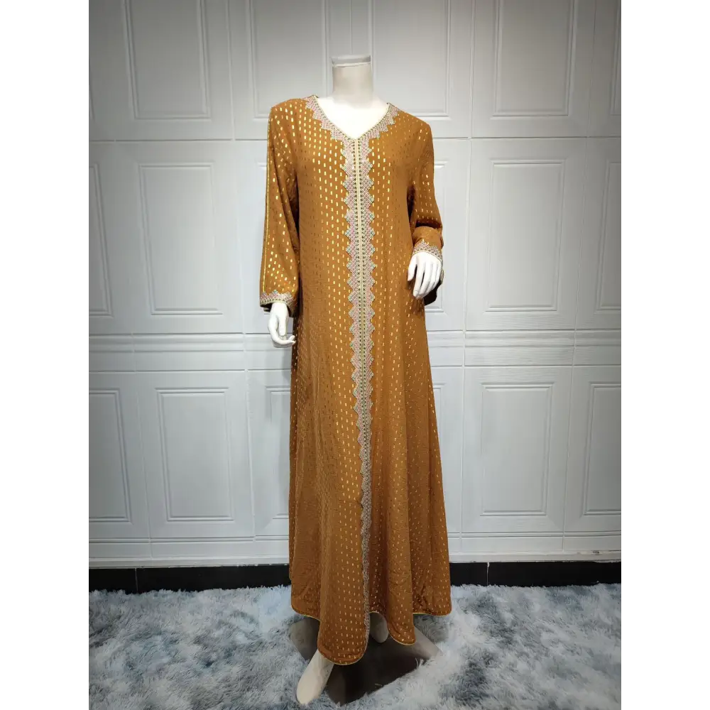 Summer Bronzing Muslim Dubai Gown - Brown / S