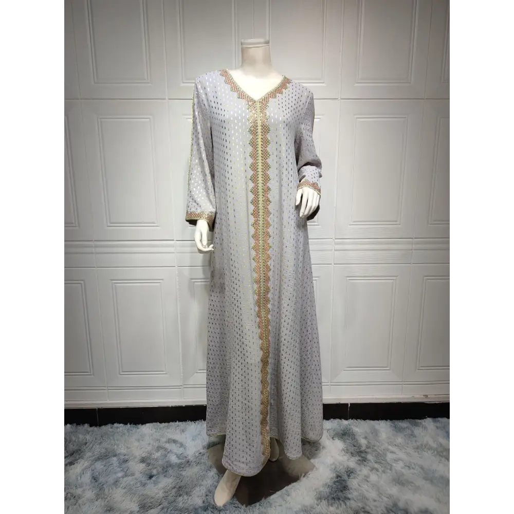 Summer Bronzing Muslim Dubai Gown - Gray / S