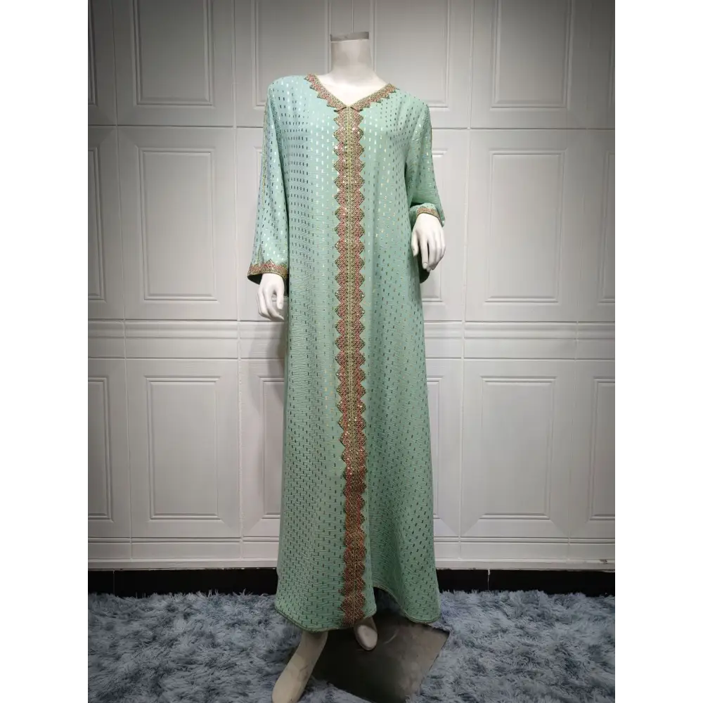 Summer Bronzing Muslim Dubai Gown - Green / S