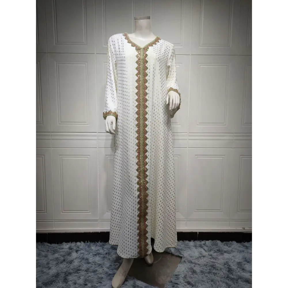 Summer Bronzing Muslim Dubai Gown - White / S