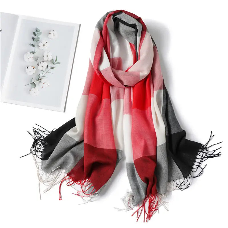 Thin Fashion Fringe Versatile Decorative Turban Scarf - WT110Color / 200x70cm