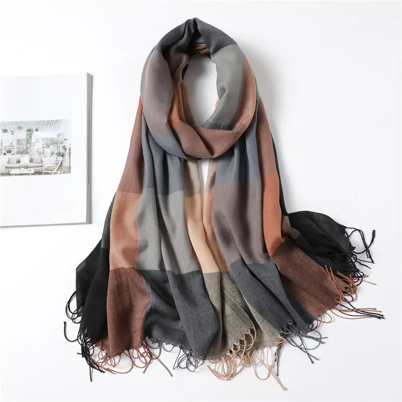 Thin Fashion Fringe Versatile Decorative Turban Scarf - WT111Color / 200x70cm