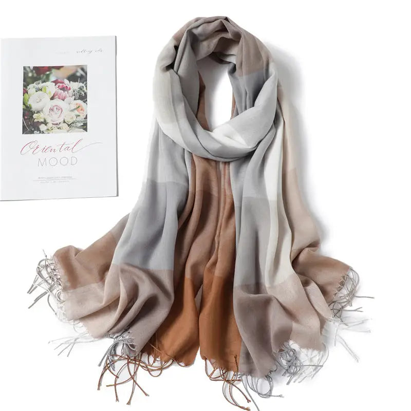 Thin Fashion Fringe Versatile Decorative Turban Scarf - WT112Color / 200x70cm