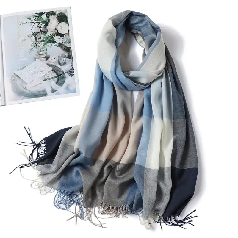 Thin Fashion Fringe Versatile Decorative Turban Scarf - WT18Color / 200x70cm