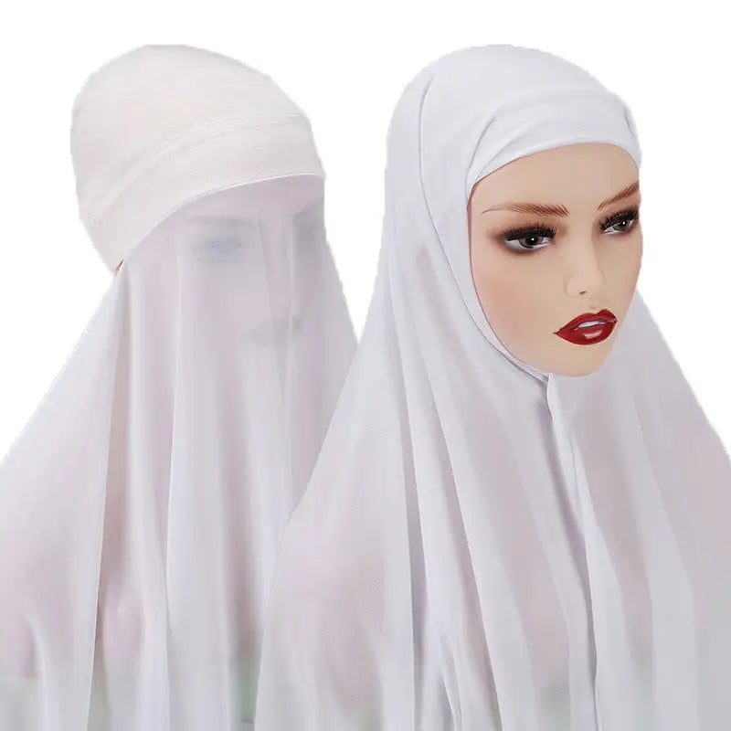 Veiled Muslim Ladies Chiffon Turban Scarf Set - 4style
