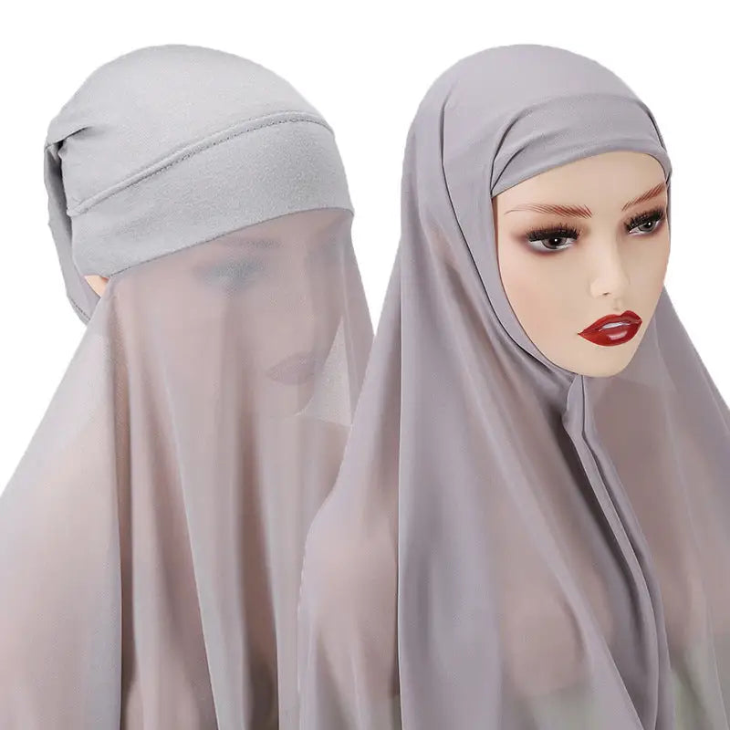 Veiled Muslim Ladies Chiffon Turban Scarf Set - 5style