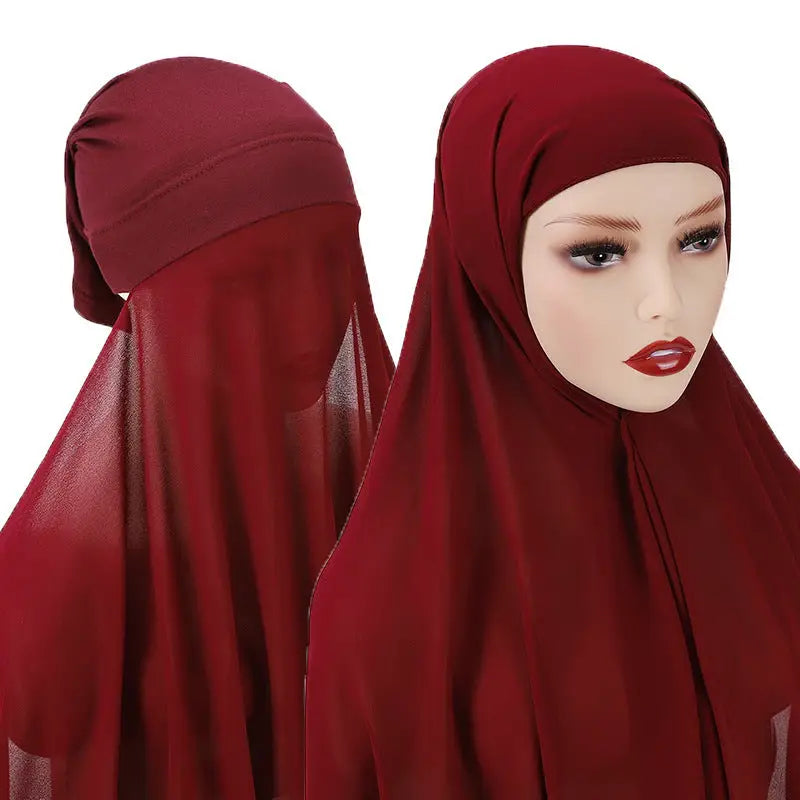 Veiled Muslim Ladies Chiffon Turban Scarf Set - 6style