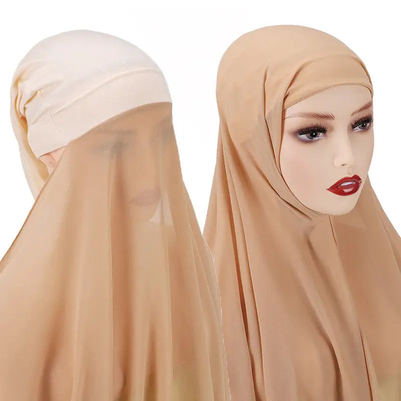 Veiled Muslim Ladies Chiffon Turban Scarf Set - 8style
